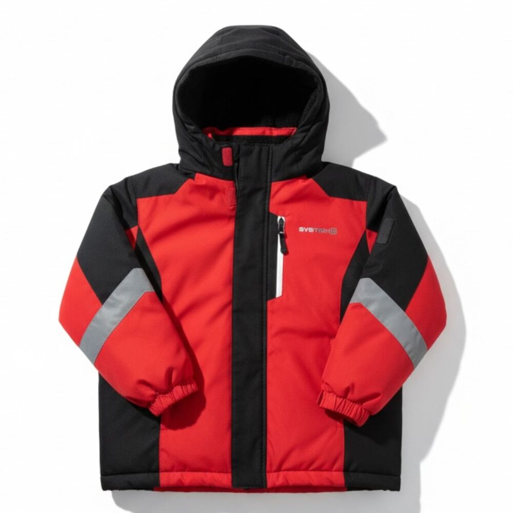 Swiss+tech Red & Black Hooded Winter Jacket (Kids) M 8